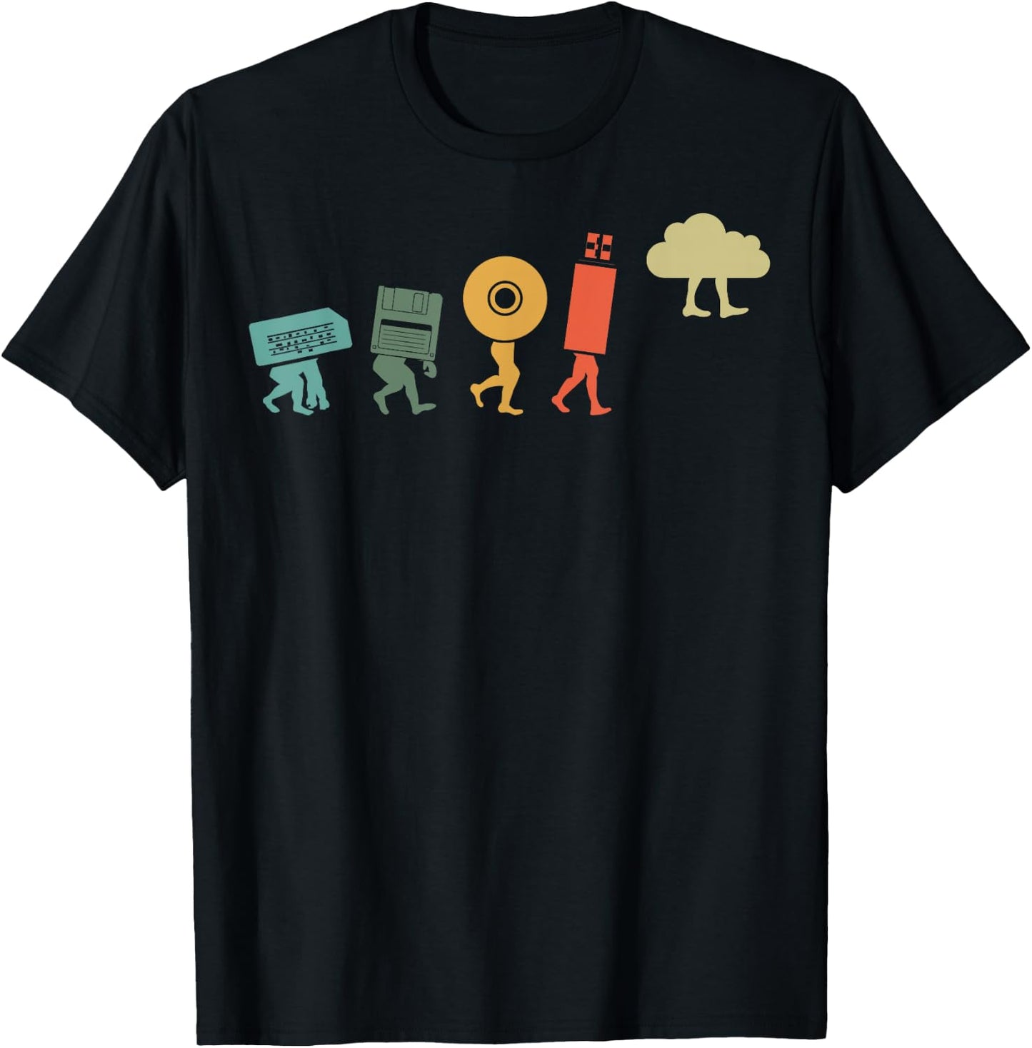 Retro Evolution Of Cloud Computing - Cloud Developer T-Shirt - T-Shirt | Black