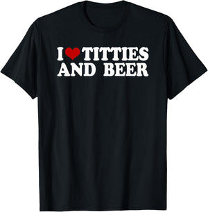 Men's with "I Love Tittis and Beer" Motif [German Language], black T-Shirt - T-Shirt | Black