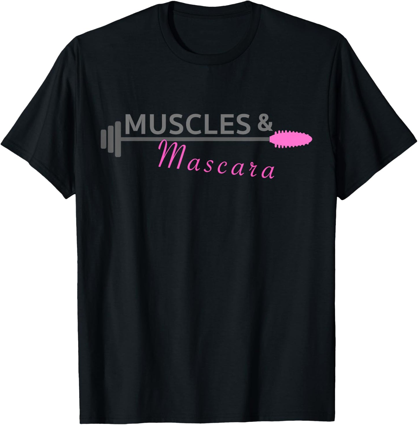 Women Workout Shirt Muscles And Mascara Ladies Fitness T-Shirt - T-Shirt | Black
