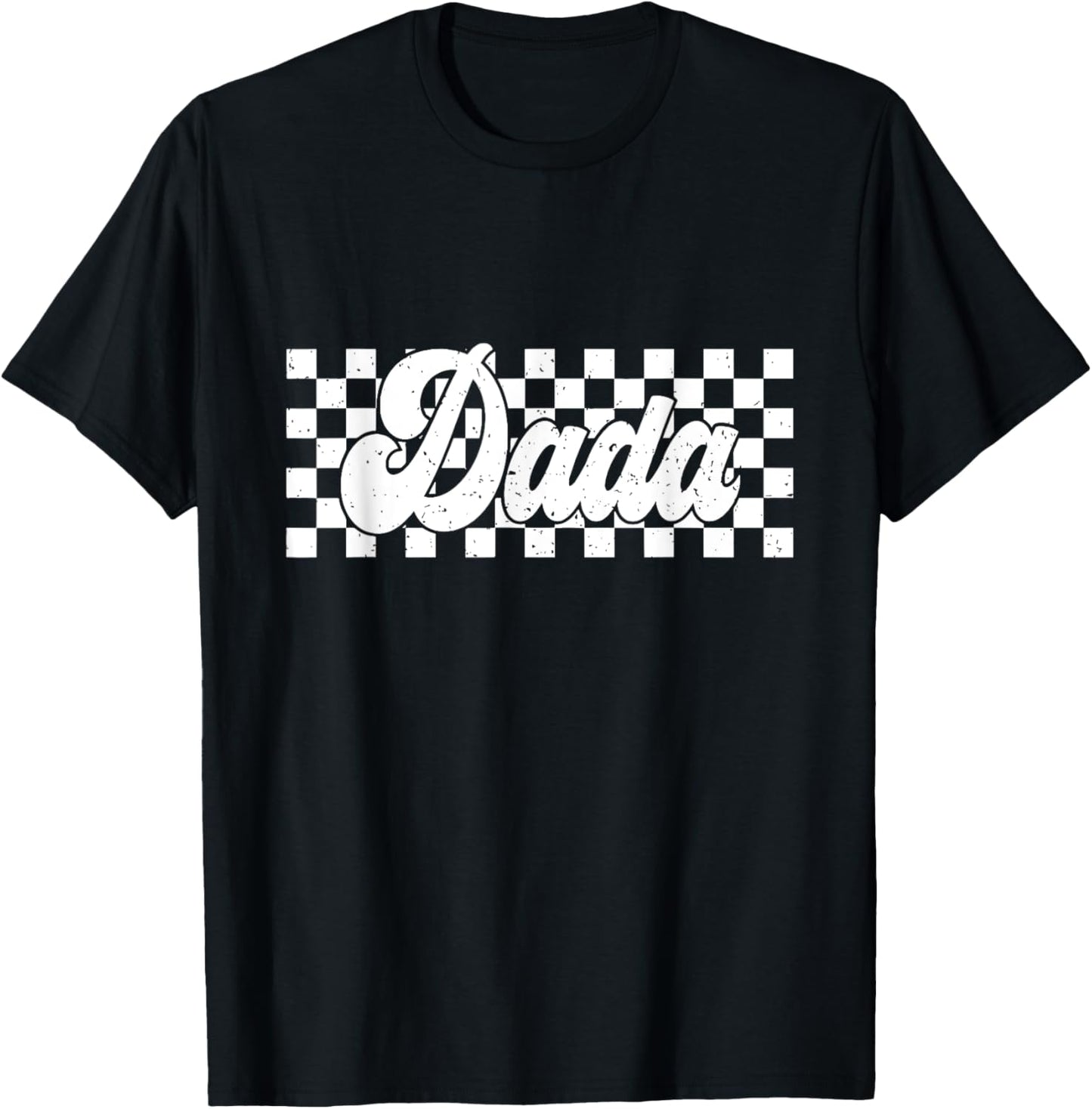 Retro Checkered Dada Father’s Day Dad Life Fatherhood T-Shirt - T-Shirt | Black
