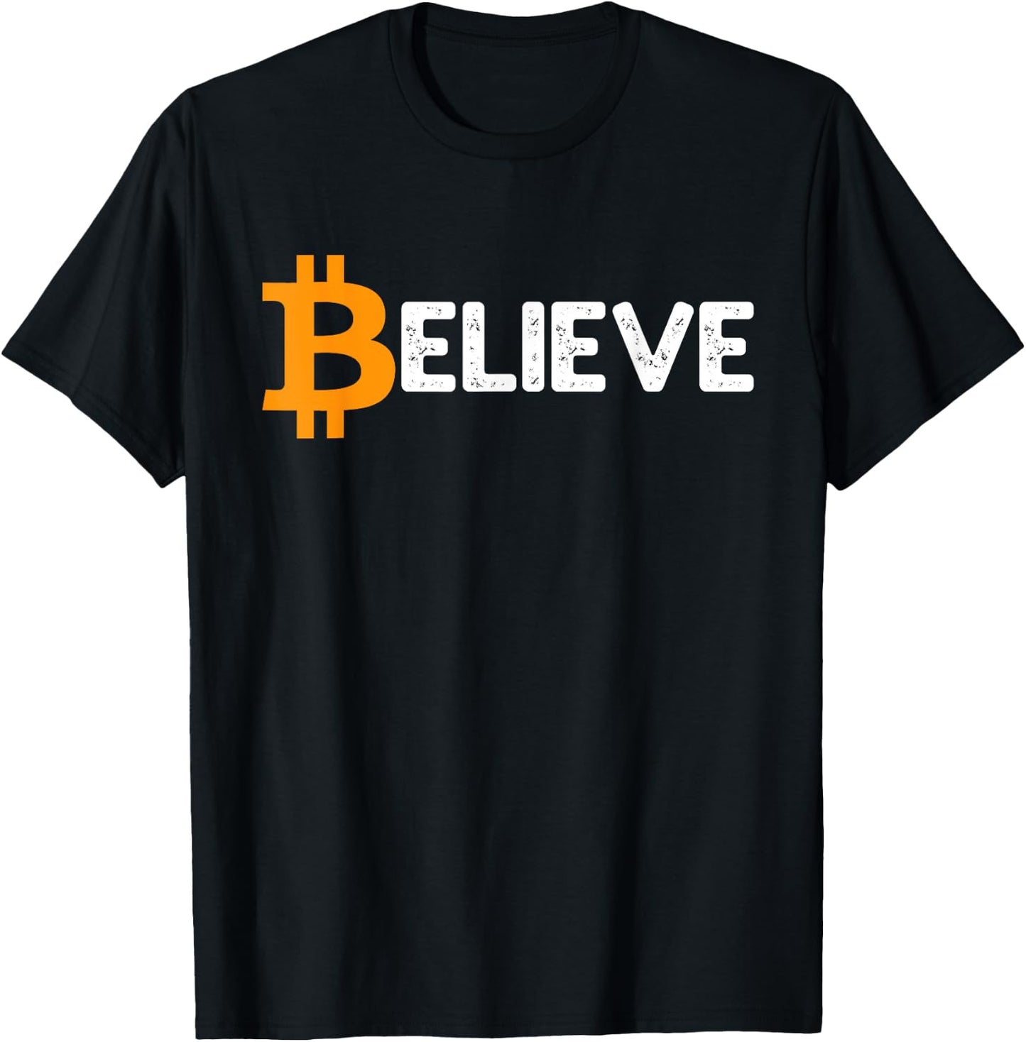Bitcoin Logo Believe Vintage BTC Crypto Trader Investor Gift T-Shirt - T-Shirt | Black