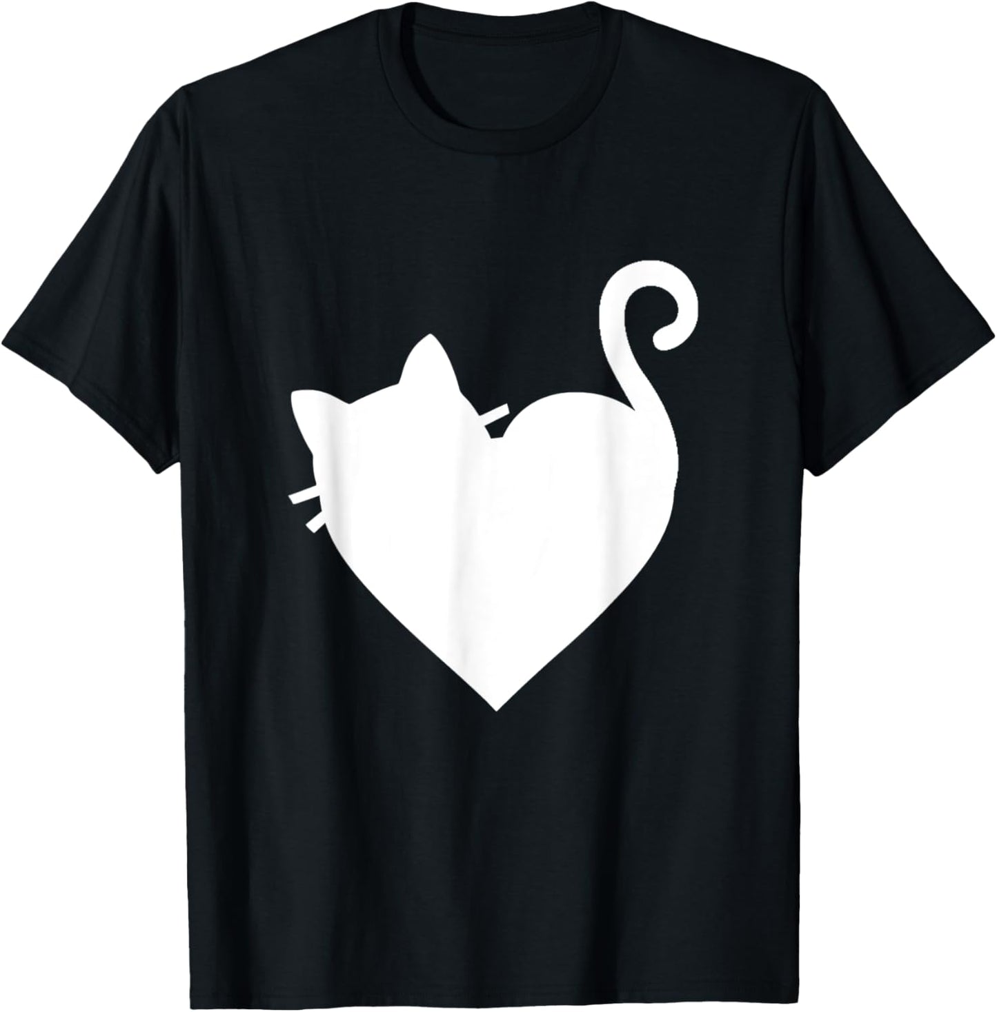 Cute Cat Heart & 5 Colors - White T-Shirt - T-Shirt | Black