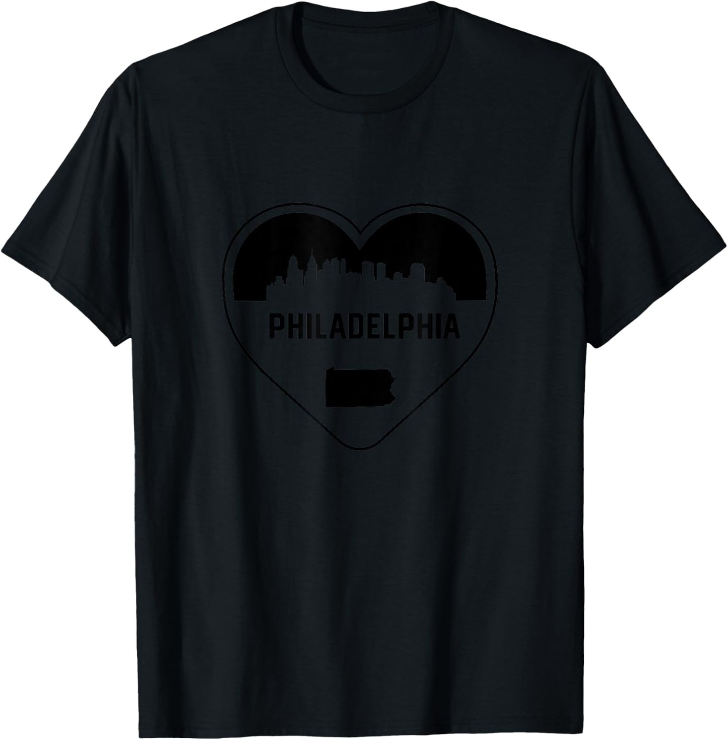 Philadelphia Love City Skyline and Pennsylvania Outline T-Shirt - T-Shirt | Black