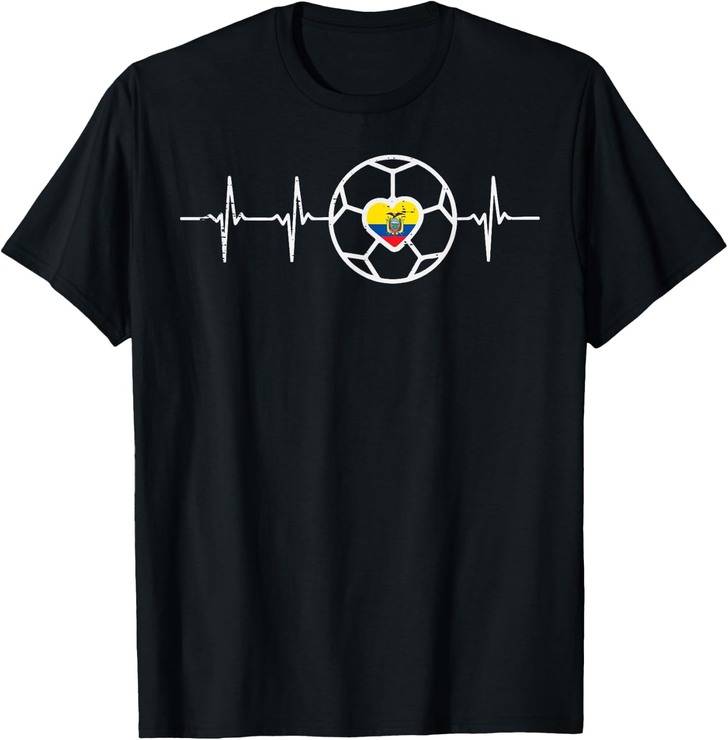 Heartbeat Ecuador Flag Soccer Football Fan Men Women Kids T-Shirt - T-Shirt | Black