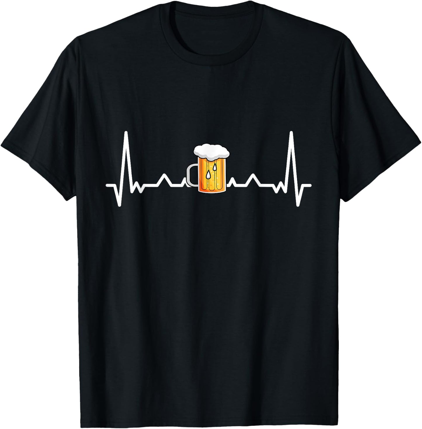 Beer Drinking Alcohol Heartbeat Gift T-Shirt - T-Shirt | Black