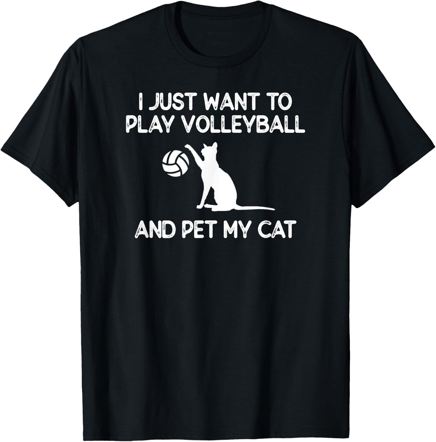 Volleyball Women Cat Lover Gift Volleyball Cat T-Shirt - T-Shirt | Black