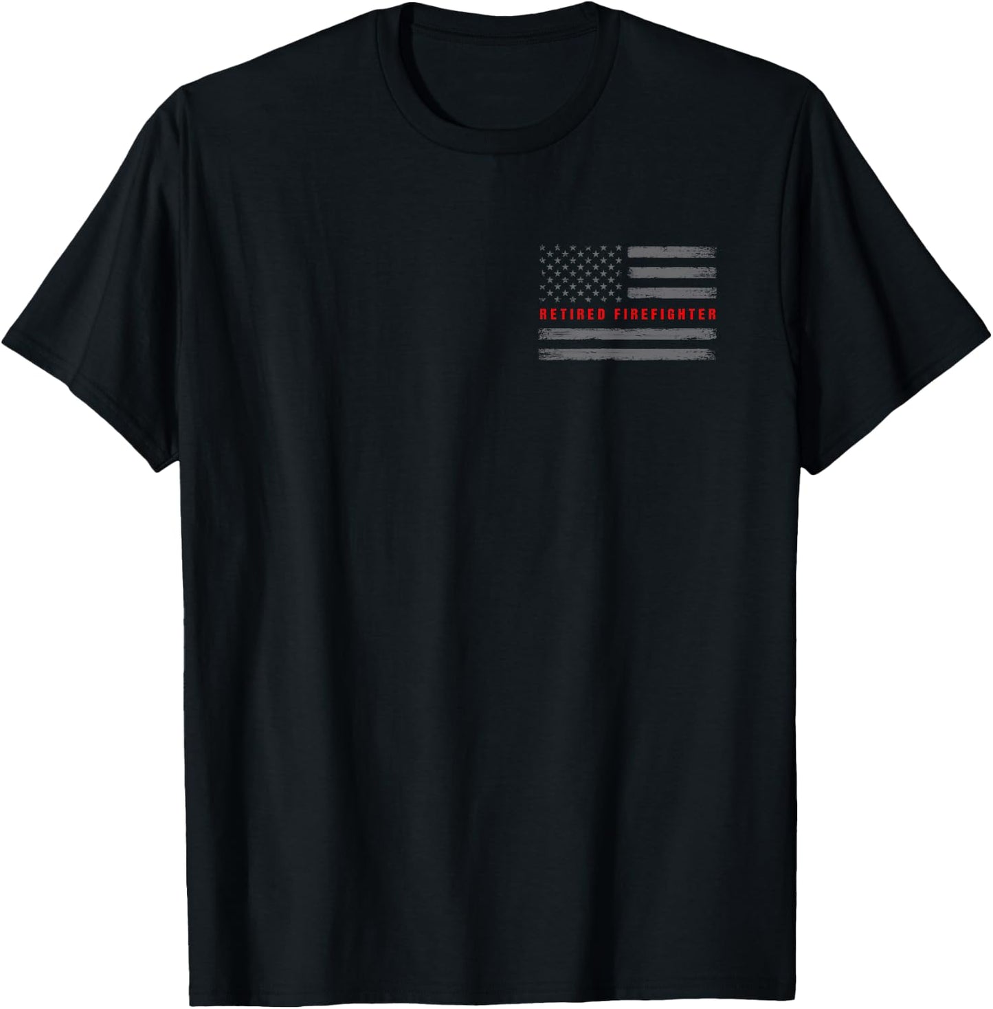 Retired Firefighter American Flag - Vintage Retirement Gift T-Shirt - T-Shirt | Black