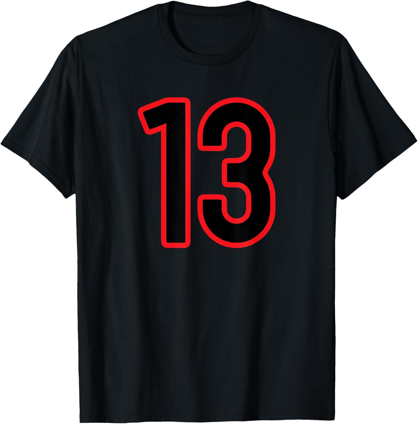 Number #13 Sport Red Black Varsity Team Number T-Shirt - T-Shirt | Black