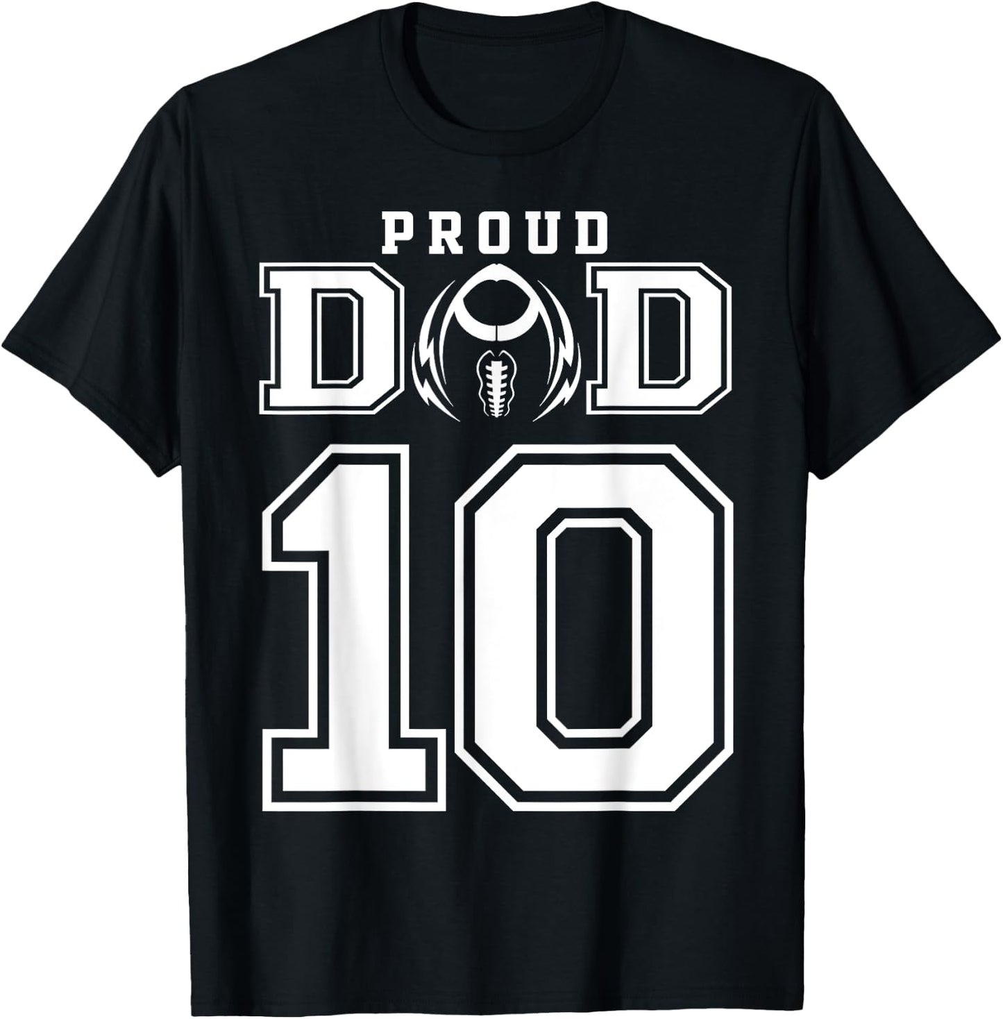 Custom Proud Football Dad Number 10 Personalized T-Shirt - T-Shirt | Black
