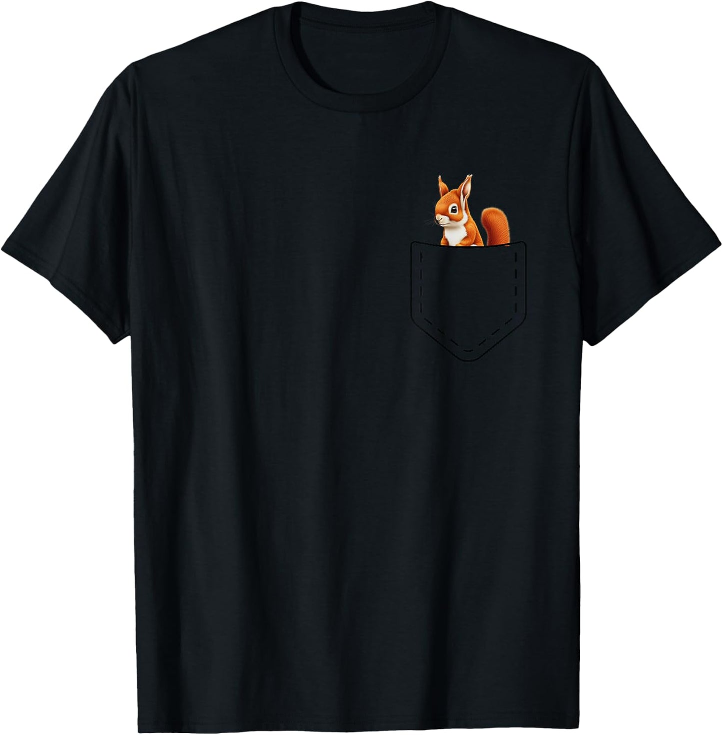 Cute Squirrel In A Pocket T-Shirt - T-Shirt | Black