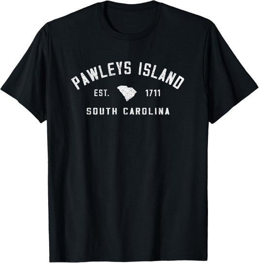 Pawleys Island South Carolina Est Vintage Preppy Throwback T-Shirt - T-Shirt | Black