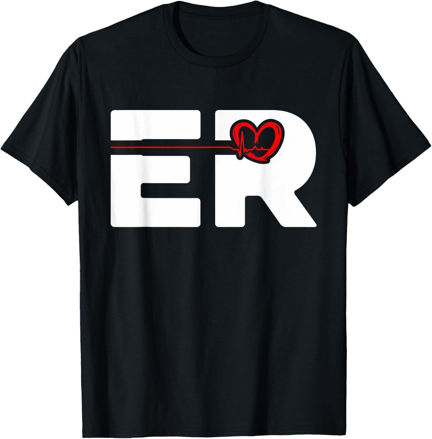 Emergency Nurse ER Heartbeat First Responder Medical Worker T-Shirt - T-Shirt | Black