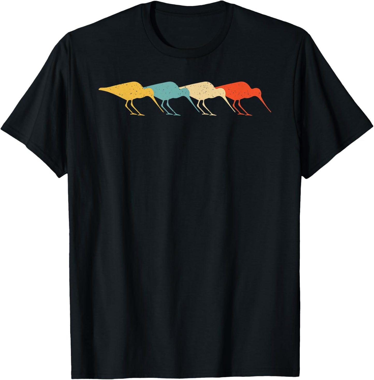 Curlew Vintage Retro Wader Bird Animal Lover 60s 70s Gift T-Shirt - T-Shirt | Black