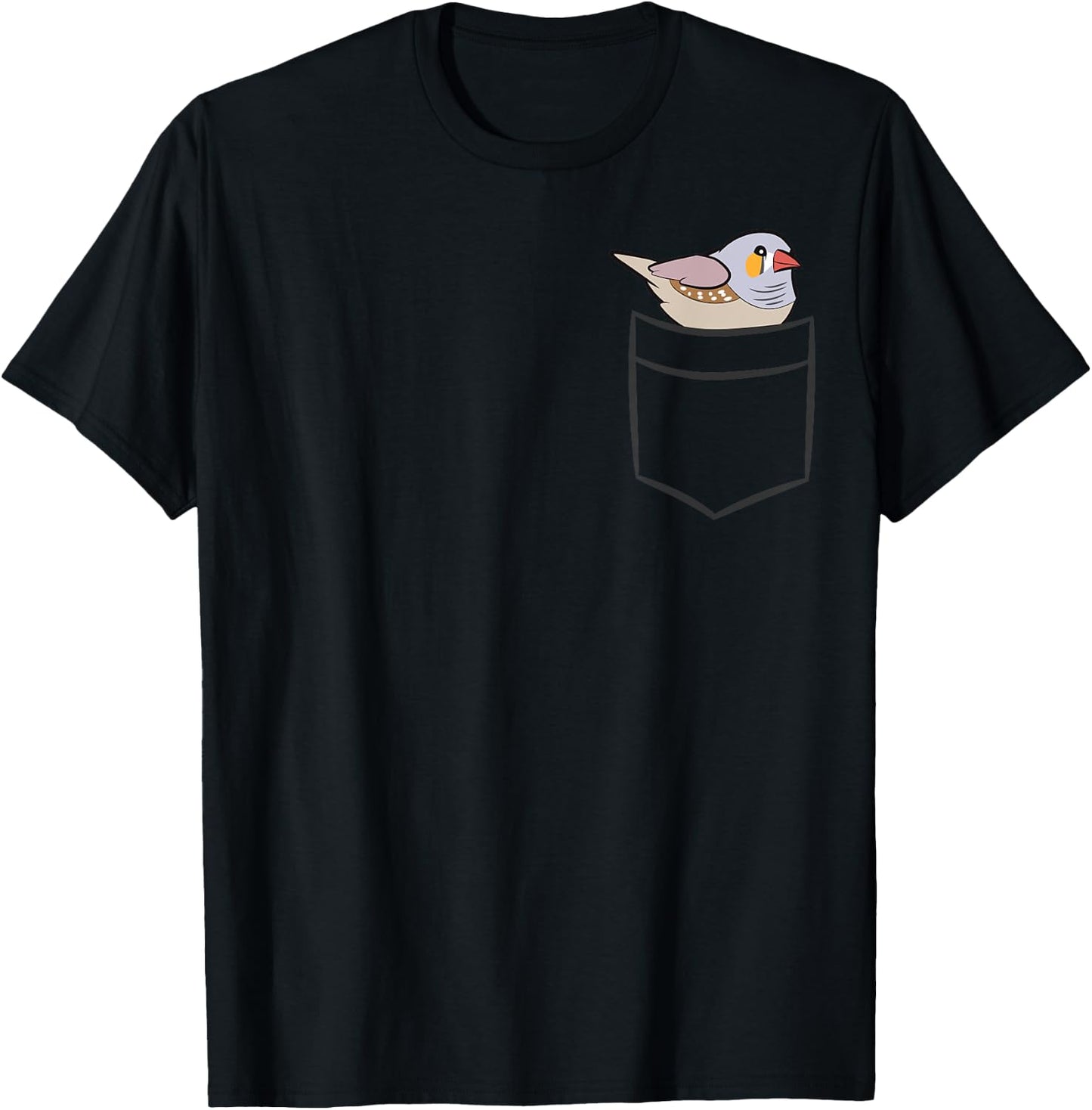 Zebra Finch Bird Lover Cute Zebra Finch In a Pocket T-Shirt - T-Shirt | Black