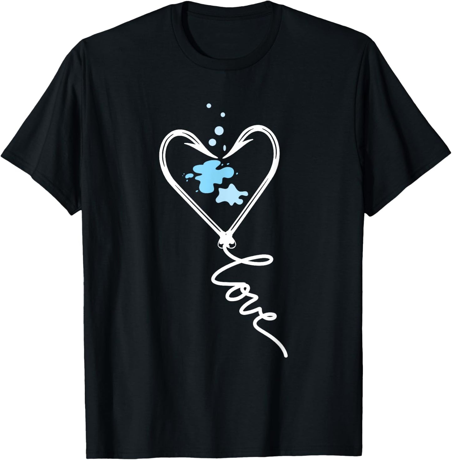 Cute - Fish Hook Heart Love Fishing T-Shirt - T-Shirt | Black