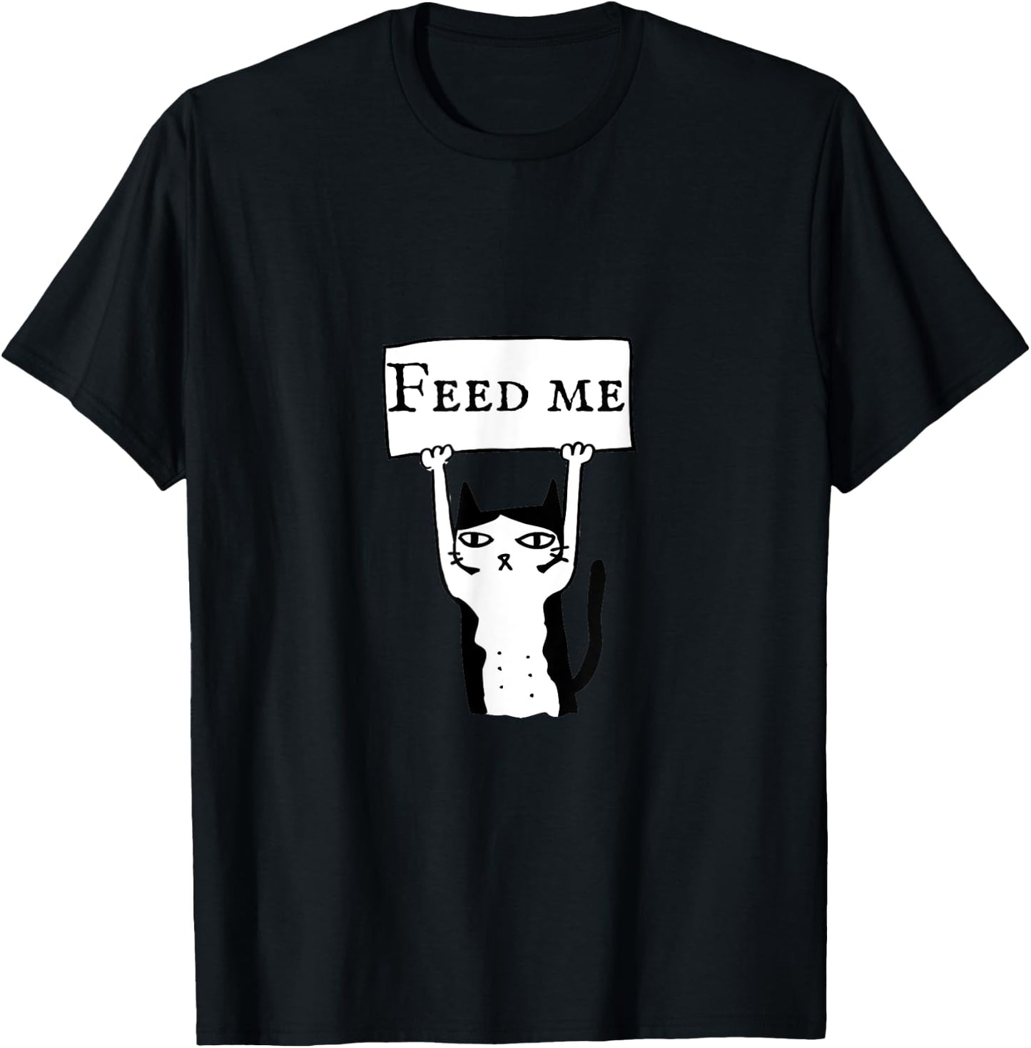 Funny cat feed me T shirt, cat lovers gift Men Women Kids T-Shirt - T-Shirt | Black