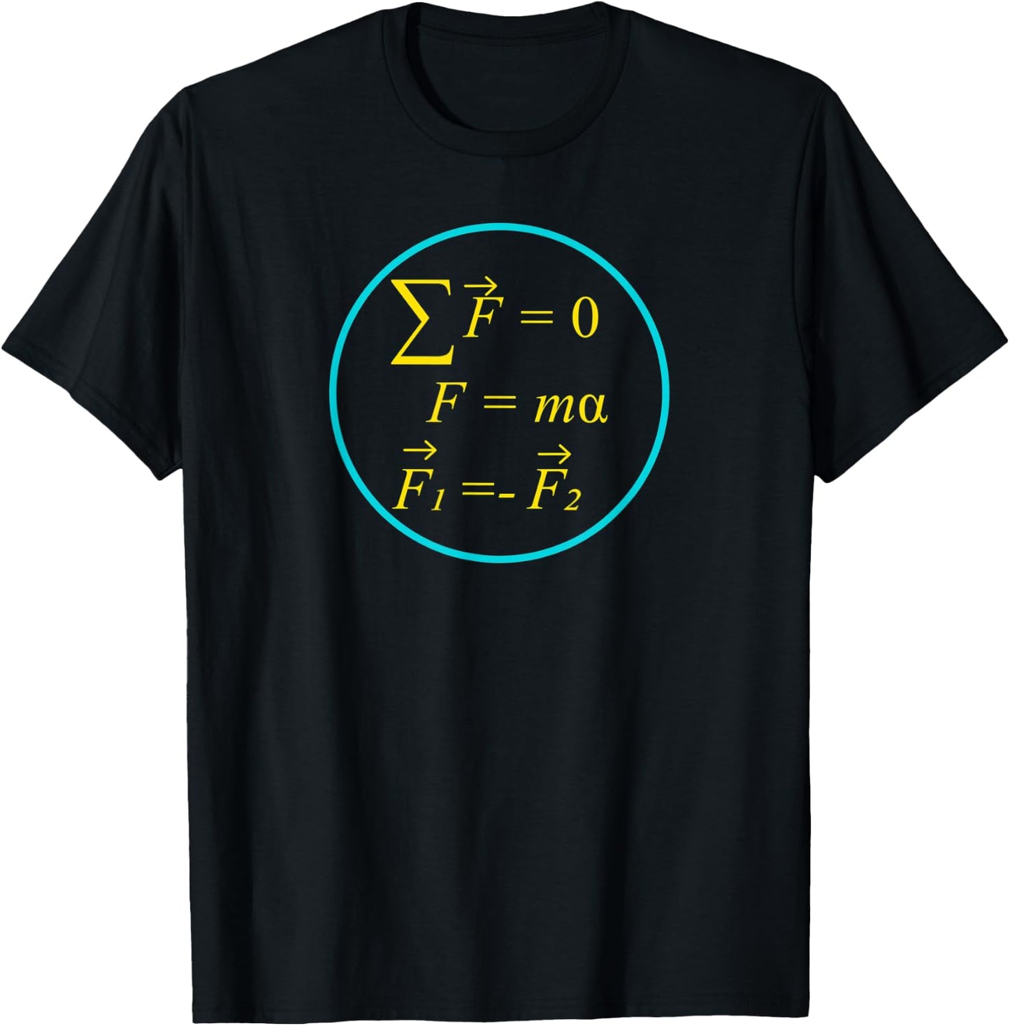 Newtons Laws of Motion Equations Cool Tfor Geeks T-Shirt - T-Shirt | Black