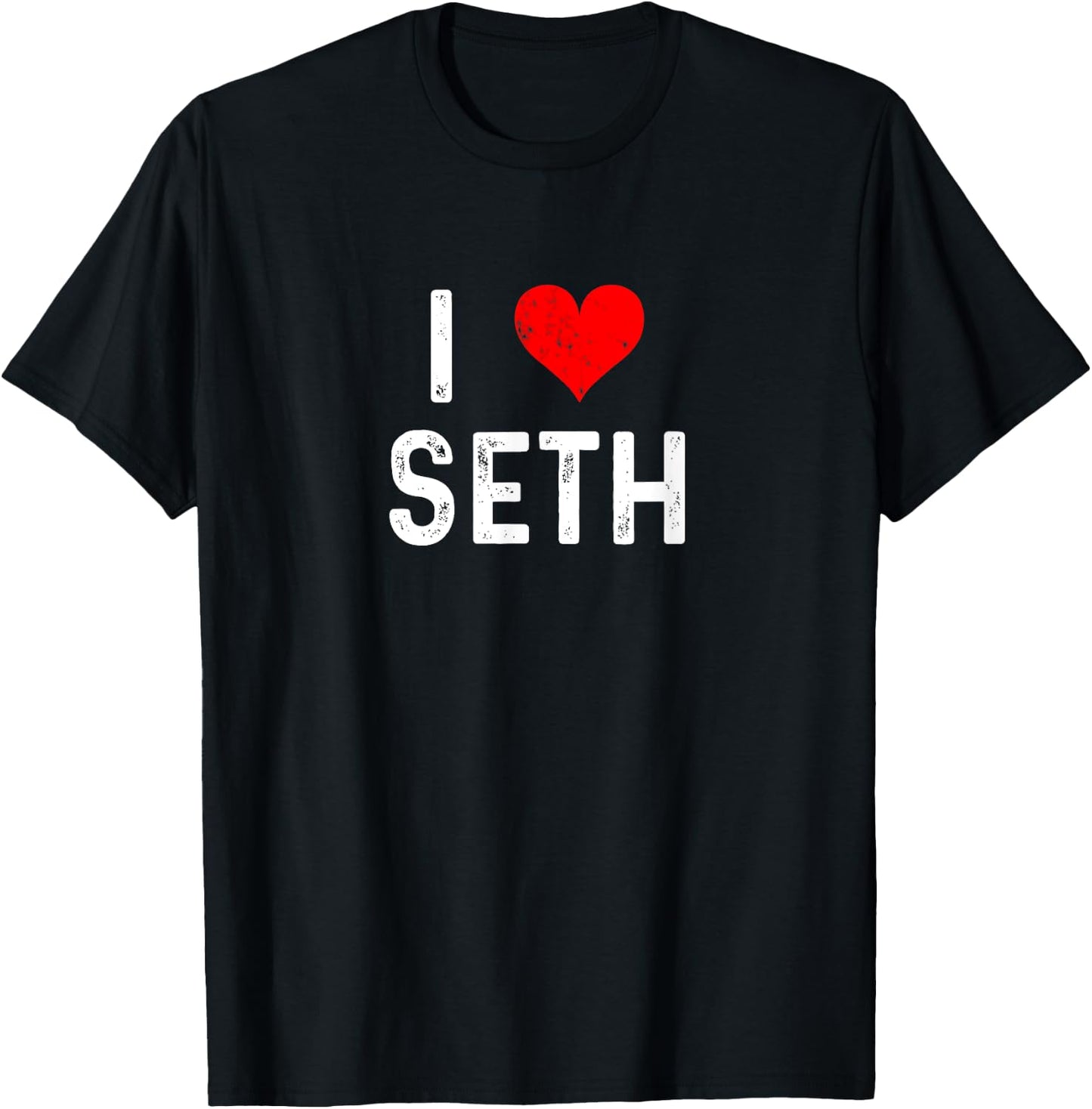 I Love Seth Distressed Heart T-Shirt - T-Shirt | Black