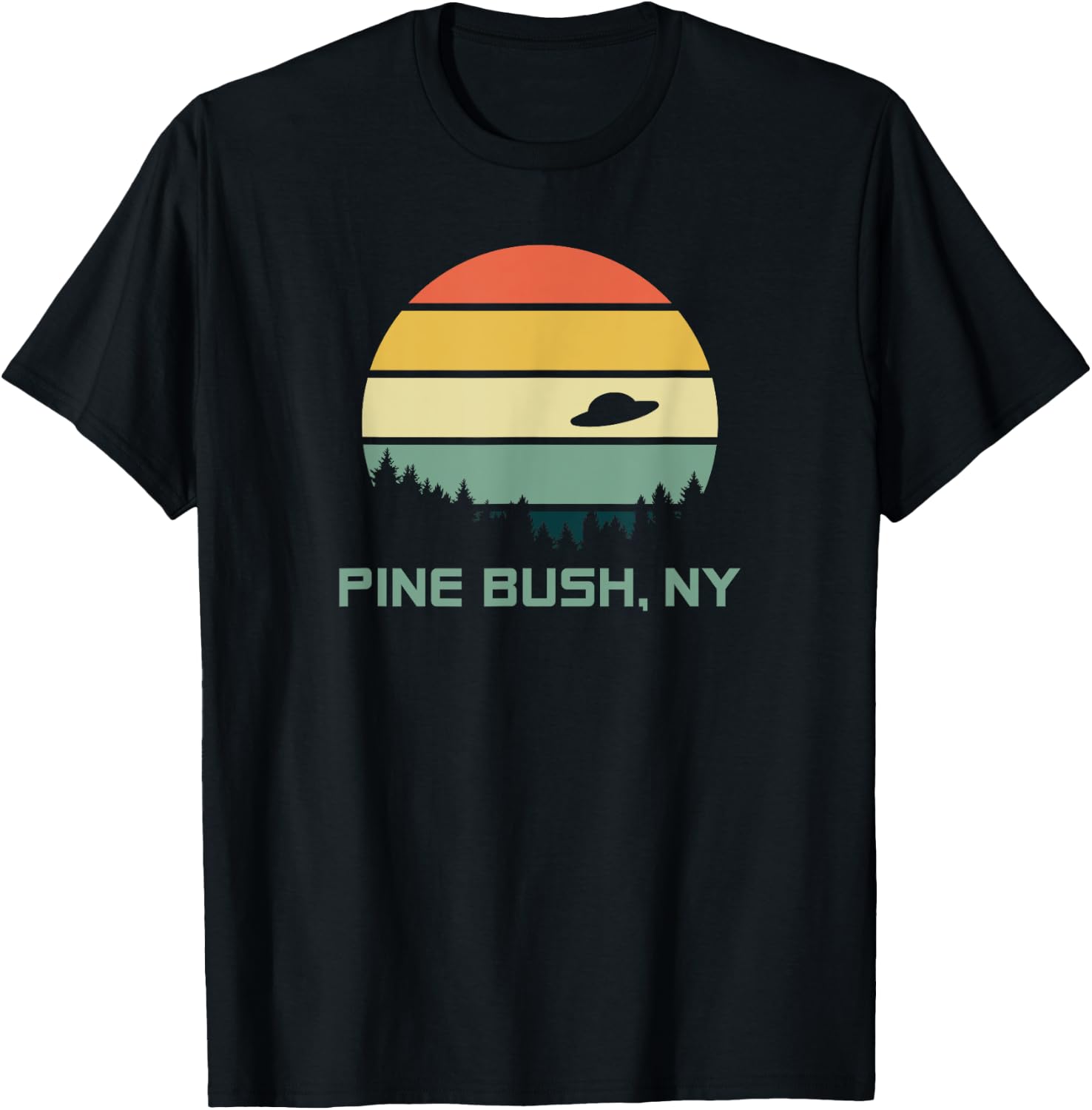 Retro Pine Bush, NY Alien T Shirt T-Shirt - T-Shirt | Black