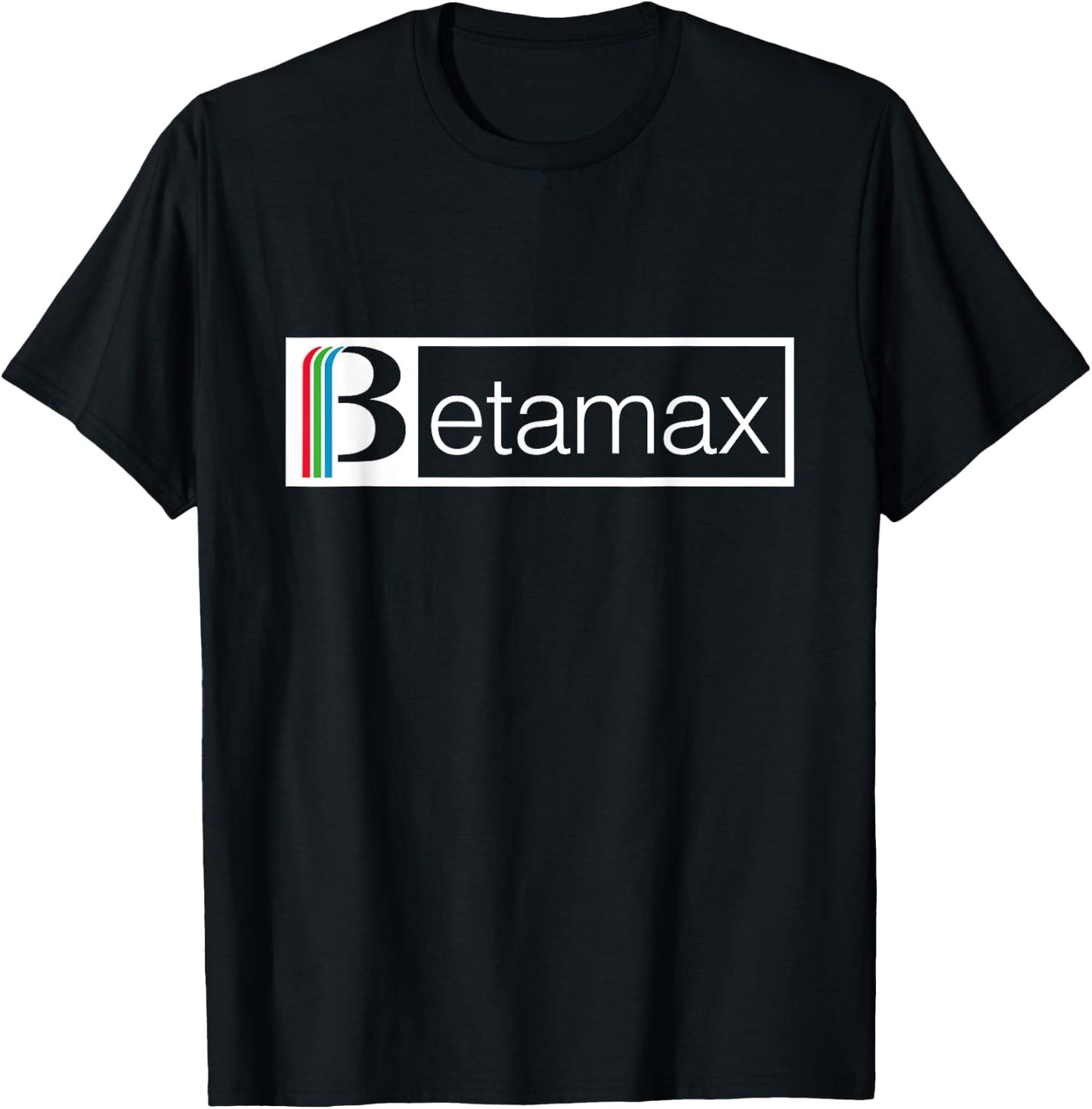 Betamax Red Green And Blue White B Banner Logo T-Shirt - T-Shirt | Black