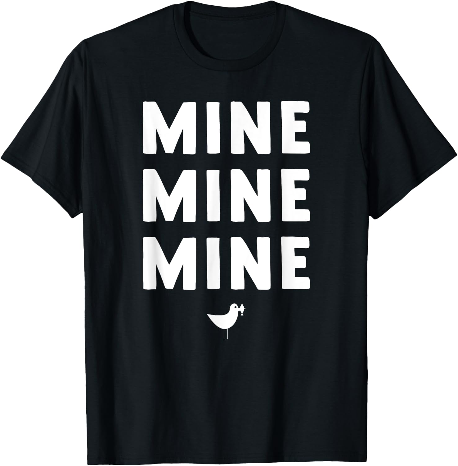 MINE MINE MINE Gull with Fish T-Shirt - T-Shirt | Black