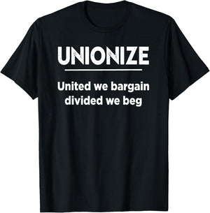 Pro Union Strong and Solidarity Shirts - Unionize - Black, Women's, Small, Short Sleeve, Modern, Casual, Labor Theme T-Shirt - T-Shirt | Black