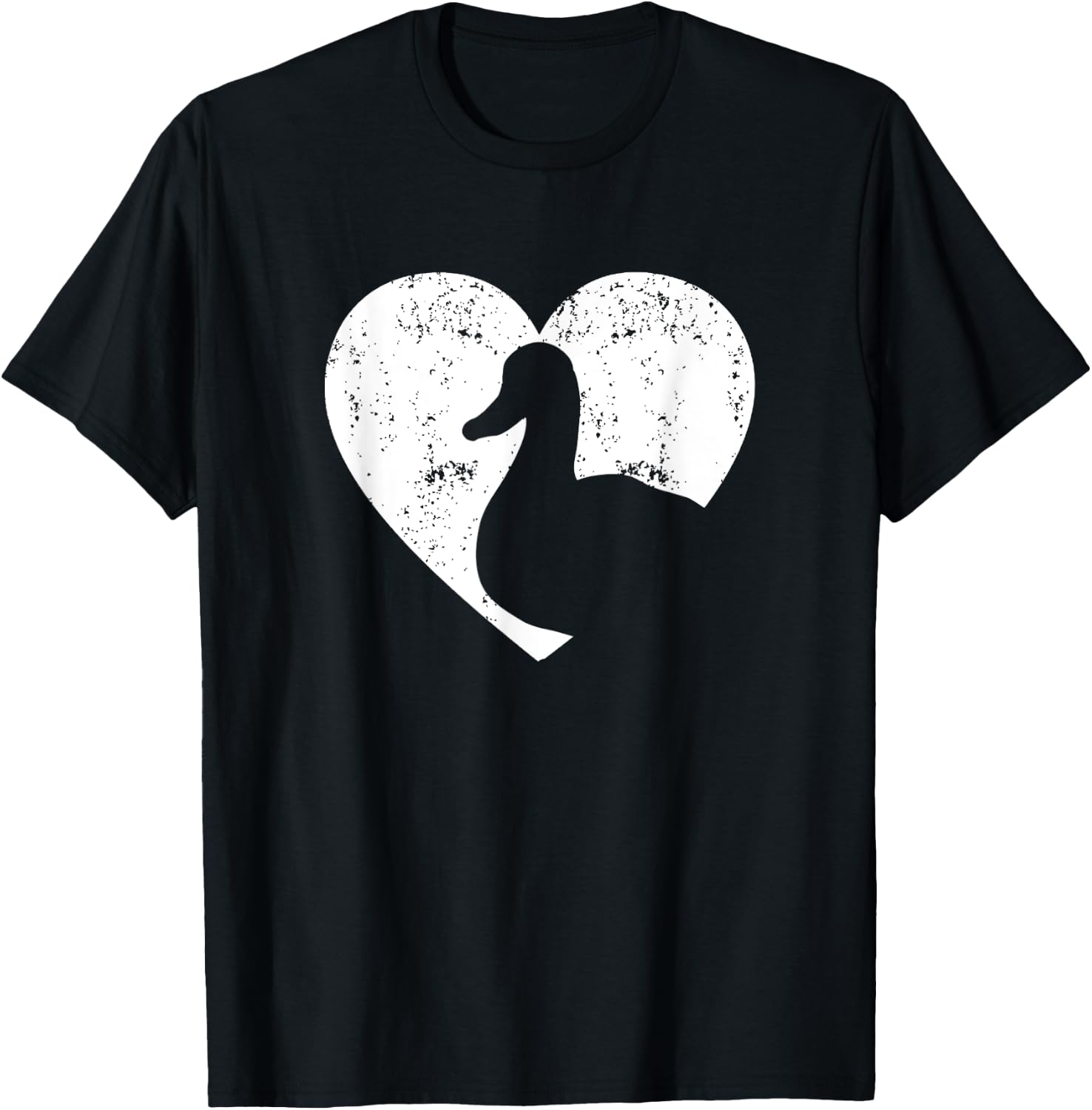 Animal Duck Heart Valentines Day Women Girls T-Shirt - T-Shirt | Black