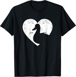 Animal Duck Heart Valentines Day Women Girls T-Shirt - T-Shirt | Black