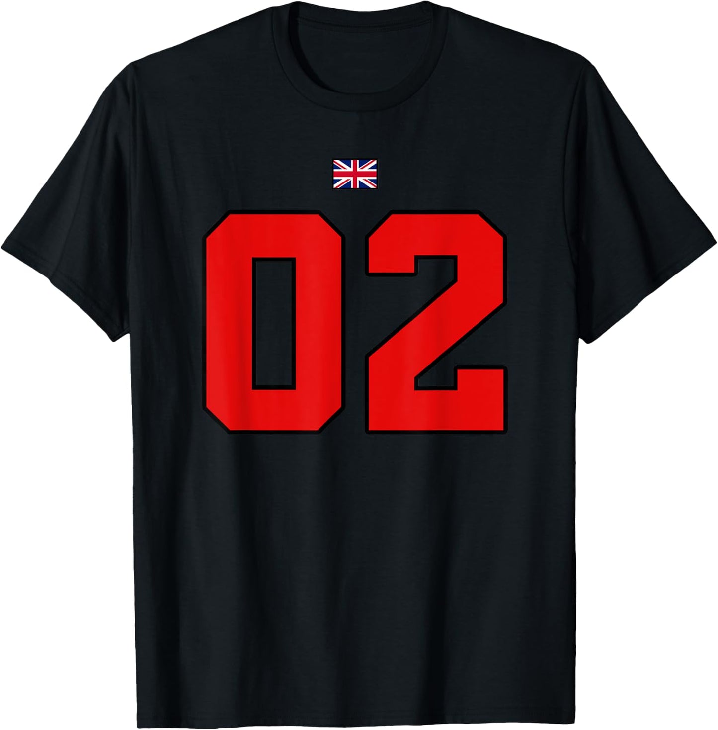 College 02 Number Style Vintage UK Flag T-Shirt - T-Shirt | Black
