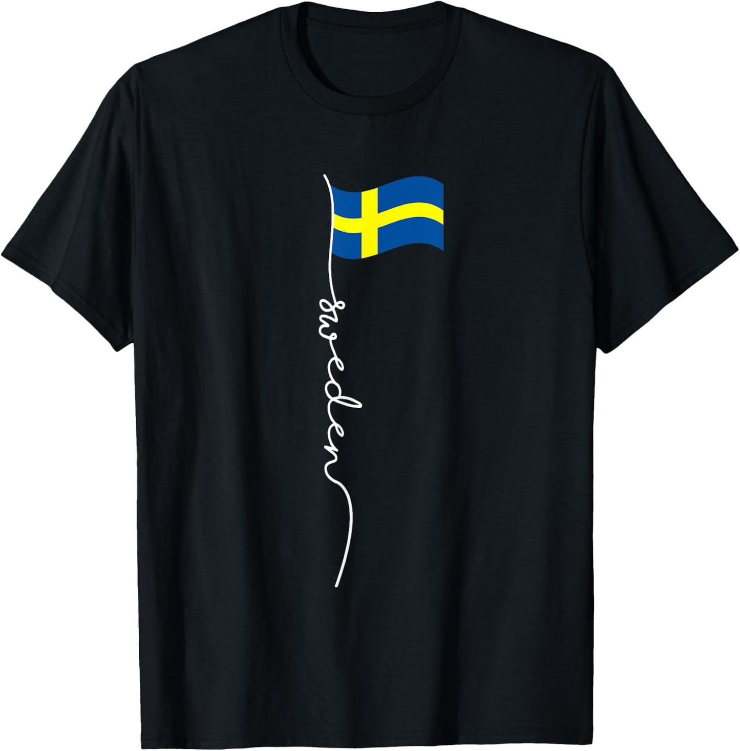 Sweden Signature Flag Pole - Elegant Patriotic Swedish Flag T-Shirt - T-Shirt | Black