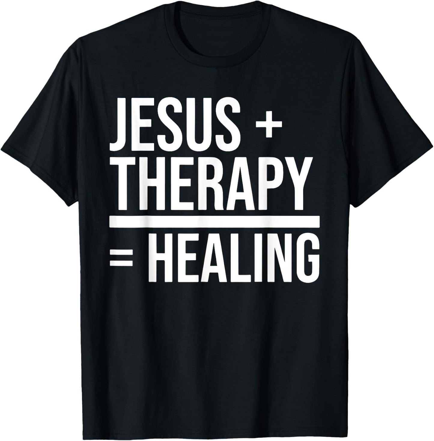 Jesus + Therapy = Healing inspirational christian religious T-Shirt - T-Shirt | Black