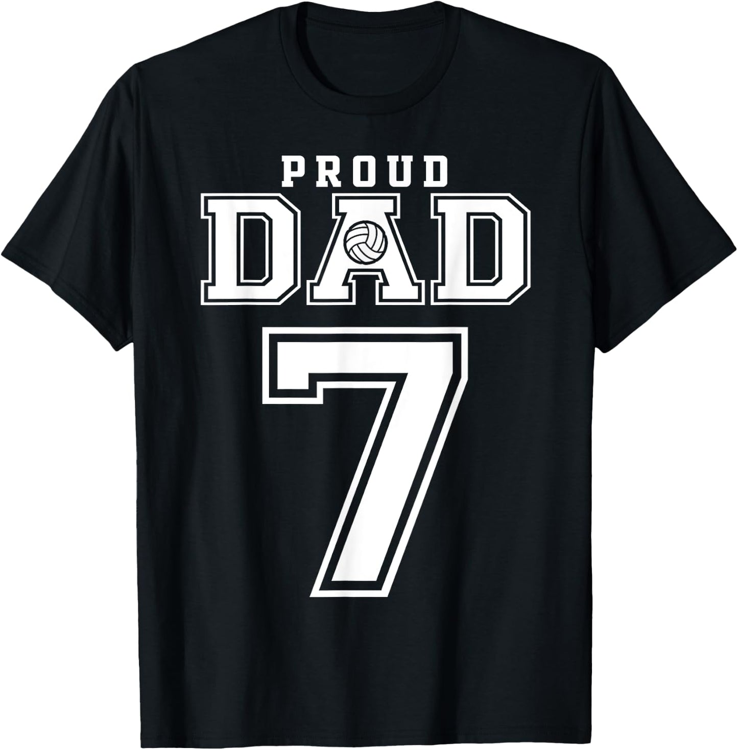 Custom Proud Volleyball Dad Number 7 Personalized T-Shirt - T-Shirt | Black