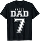 Custom Proud Volleyball Dad Number 7 Personalized T-Shirt - T-Shirt | Black