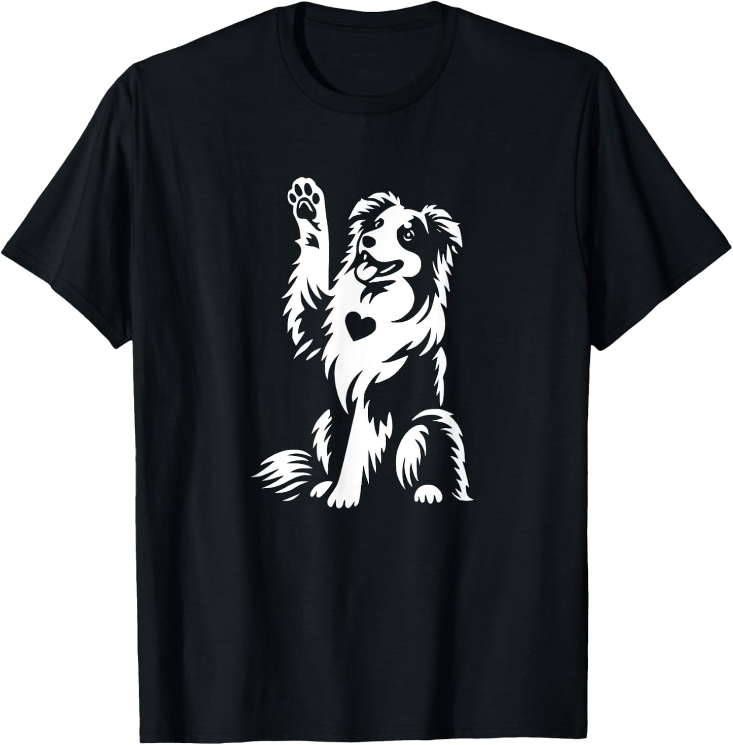 Cute Australian Shepherd Aussie Dog Heart Graphic Design T-Shirt - T-Shirt | Black