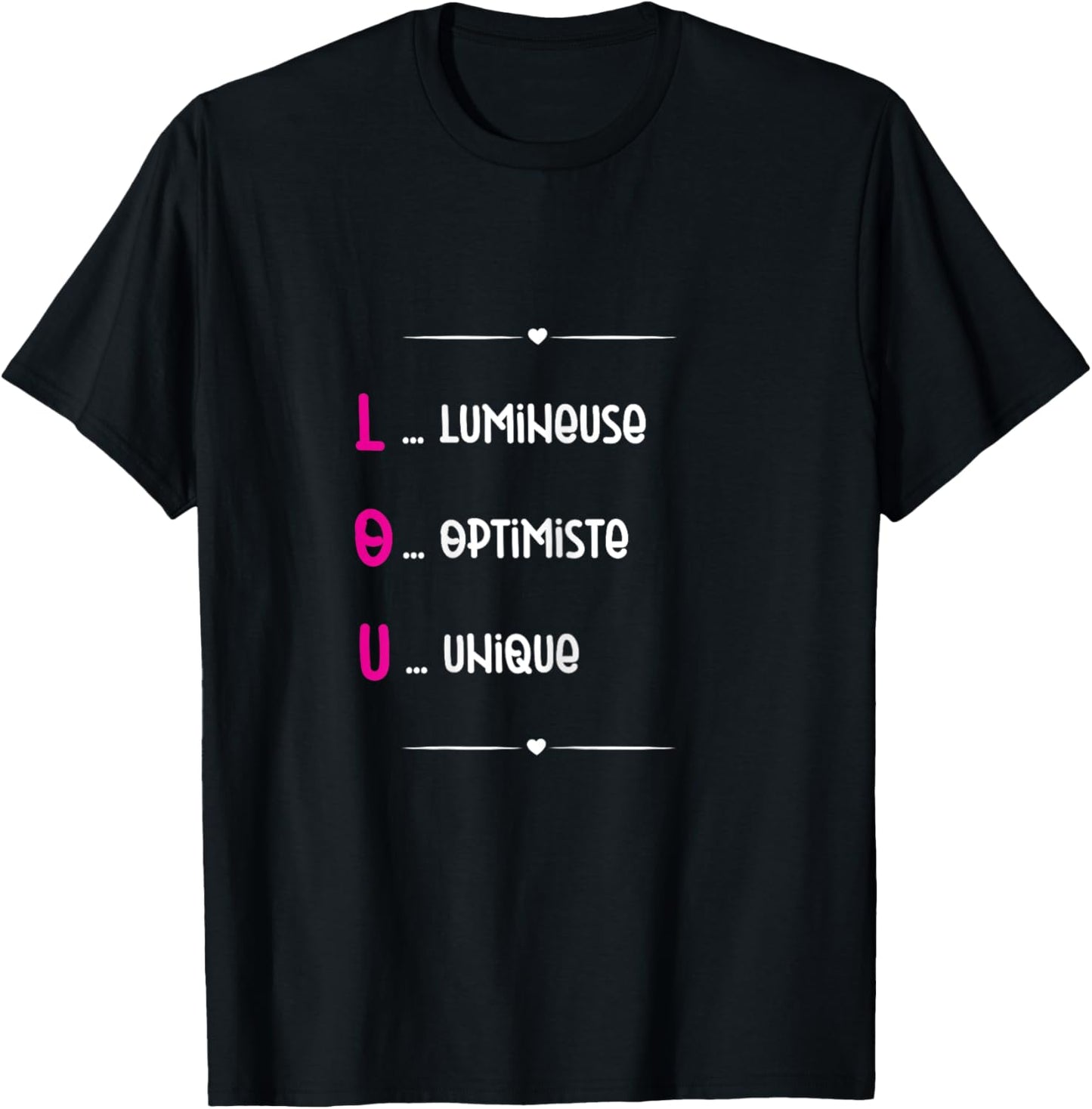 Lou Prenom Personnalisé Femme Cadeau Prenom Lou Girls' , Black T-Shirt - T-Shirt | Black