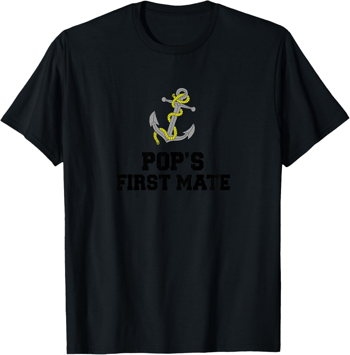 Kids Pop's First Mate Grandson Granddaughter Boat Grandpa T-Shirt - T-Shirt | Black