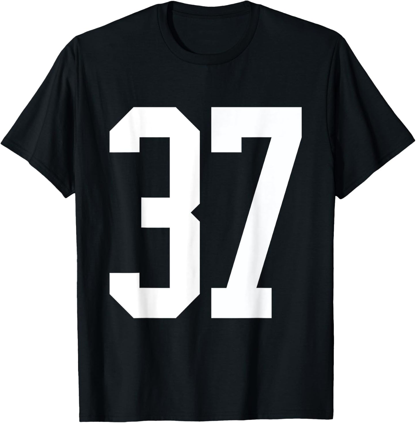 #37 White Number 37 Sports Fan Jersey Style T-Shirt - T-Shirt | Black
