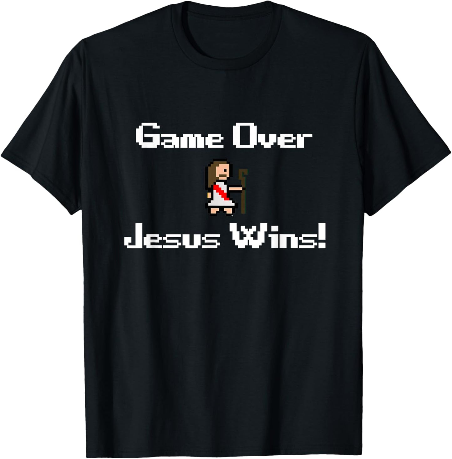 Funny Christian Game over Jesus wins, gaming, faith, bible T-Shirt - T-Shirt | Black