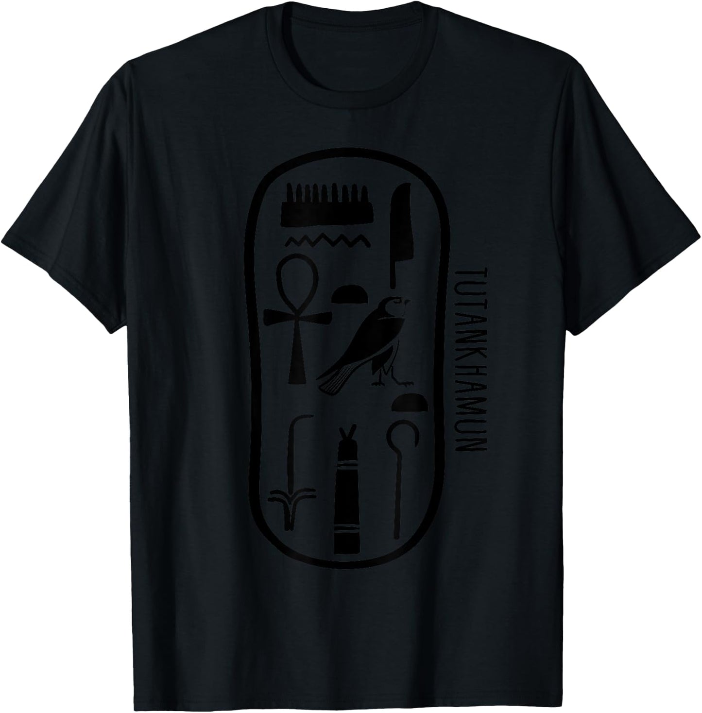 Name of Tutankhamun in the Hieroglyphs Cartridge of King Pharaoh , grey, S T-Shirt - T-Shirt | Black