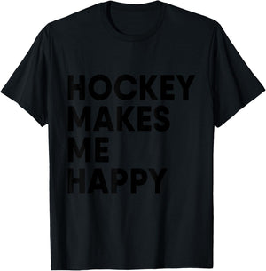 Hockey Makes Me Happy Ice Hockey Boy T-Shirt - T-Shirt | Black