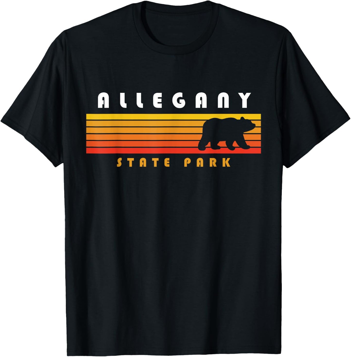 Allegany State Park Camping New York Bear Retro T-Shirt - T-Shirt | Black