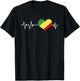 Congo Flag Heart Beat Love Brazzaville Africa , Black, S T-Shirt - T-Shirt | Black