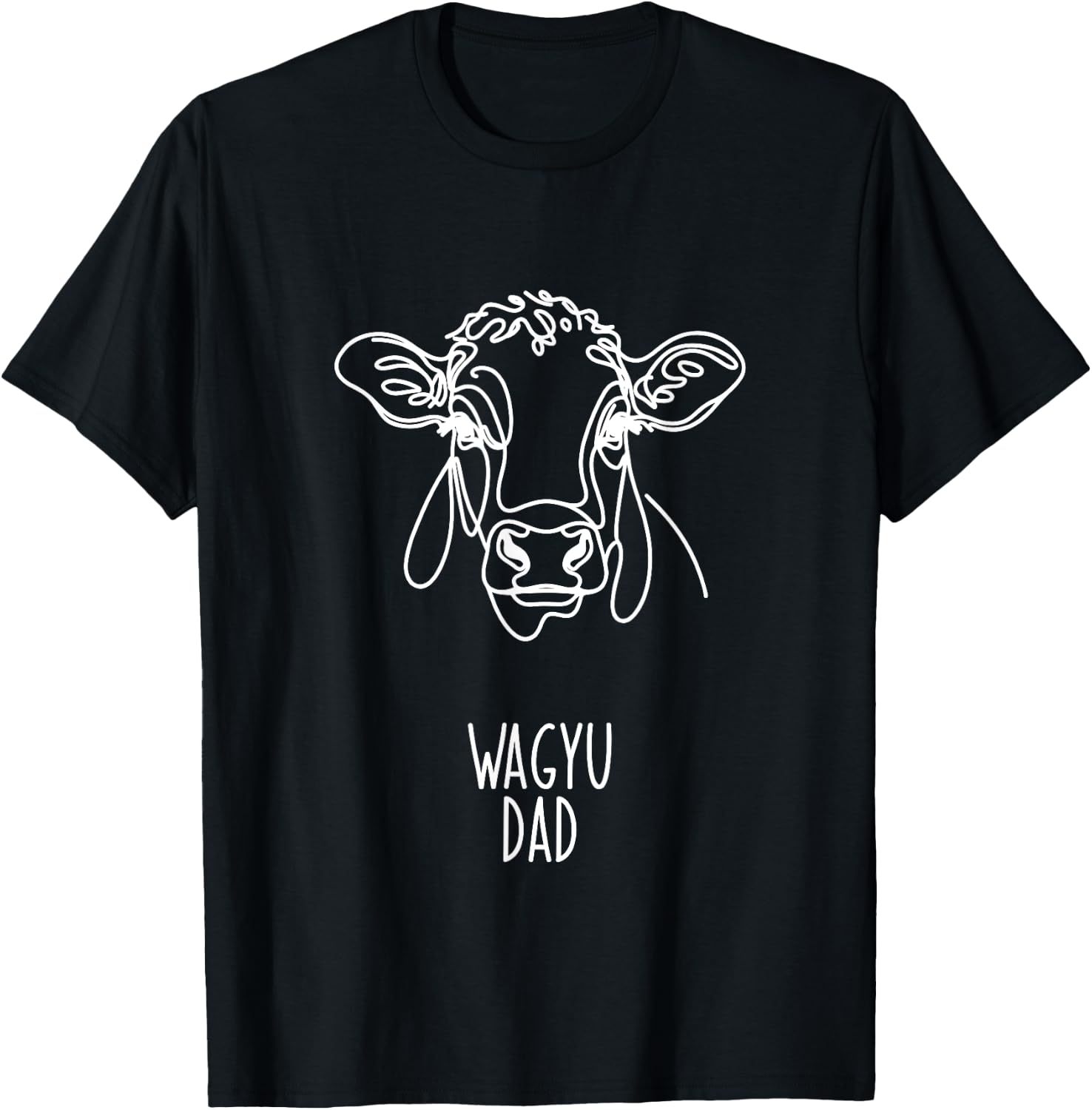 Line Art Best Cow Dad Men - Wagyu T-Shirt - T-Shirt | Black