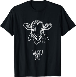 Line Art Best Cow Dad Men - Wagyu T-Shirt - T-Shirt | Black