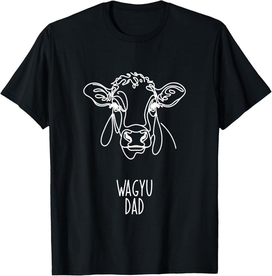 Line Art Best Cow Dad Men - Wagyu T-Shirt - T-Shirt | Black