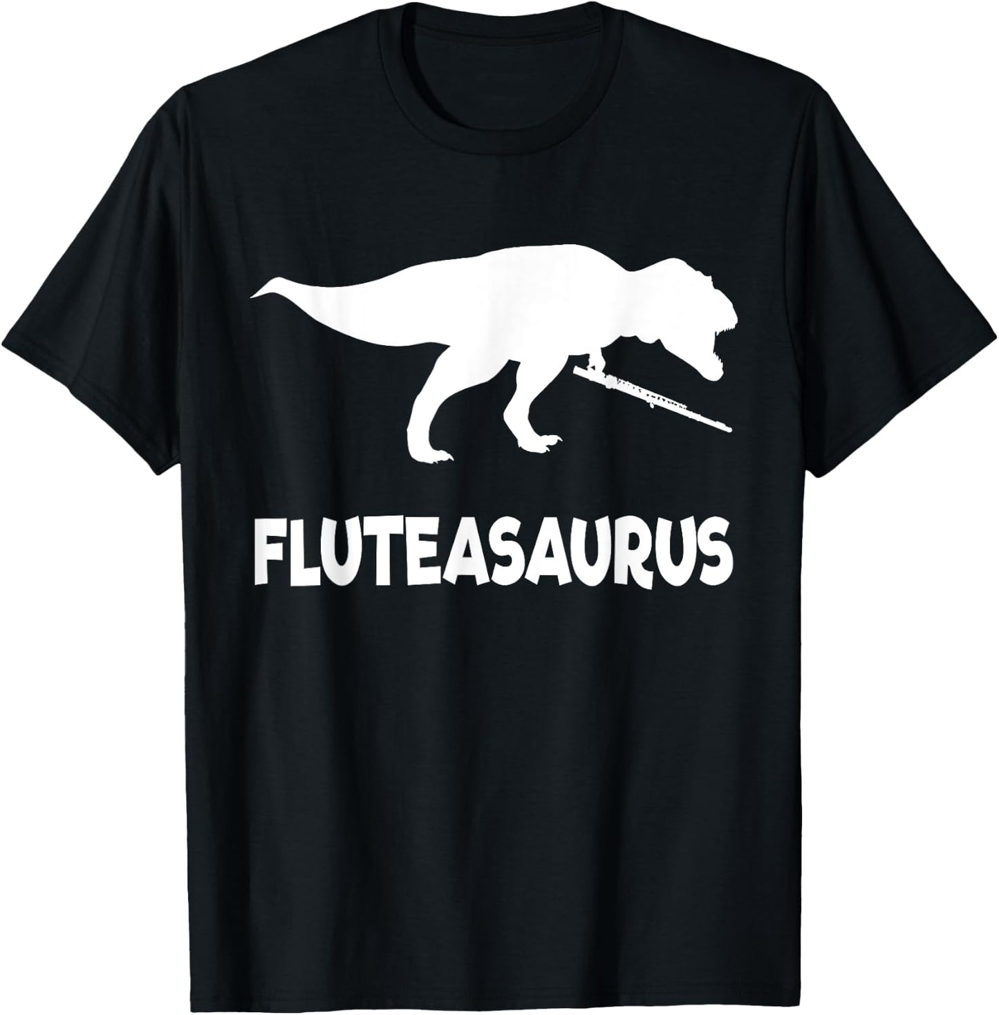Funny Fluteasaurus Flute Dinosaur (Flute Shirt) T-Shirt - T-Shirt | Black