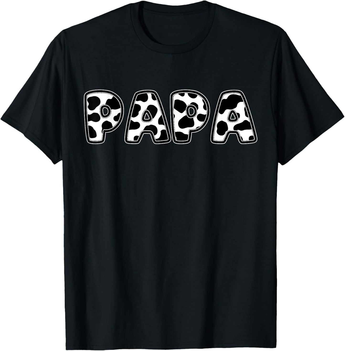 Papa Cow Print Family Matching Father's Day T-Shirt - T-Shirt | Black