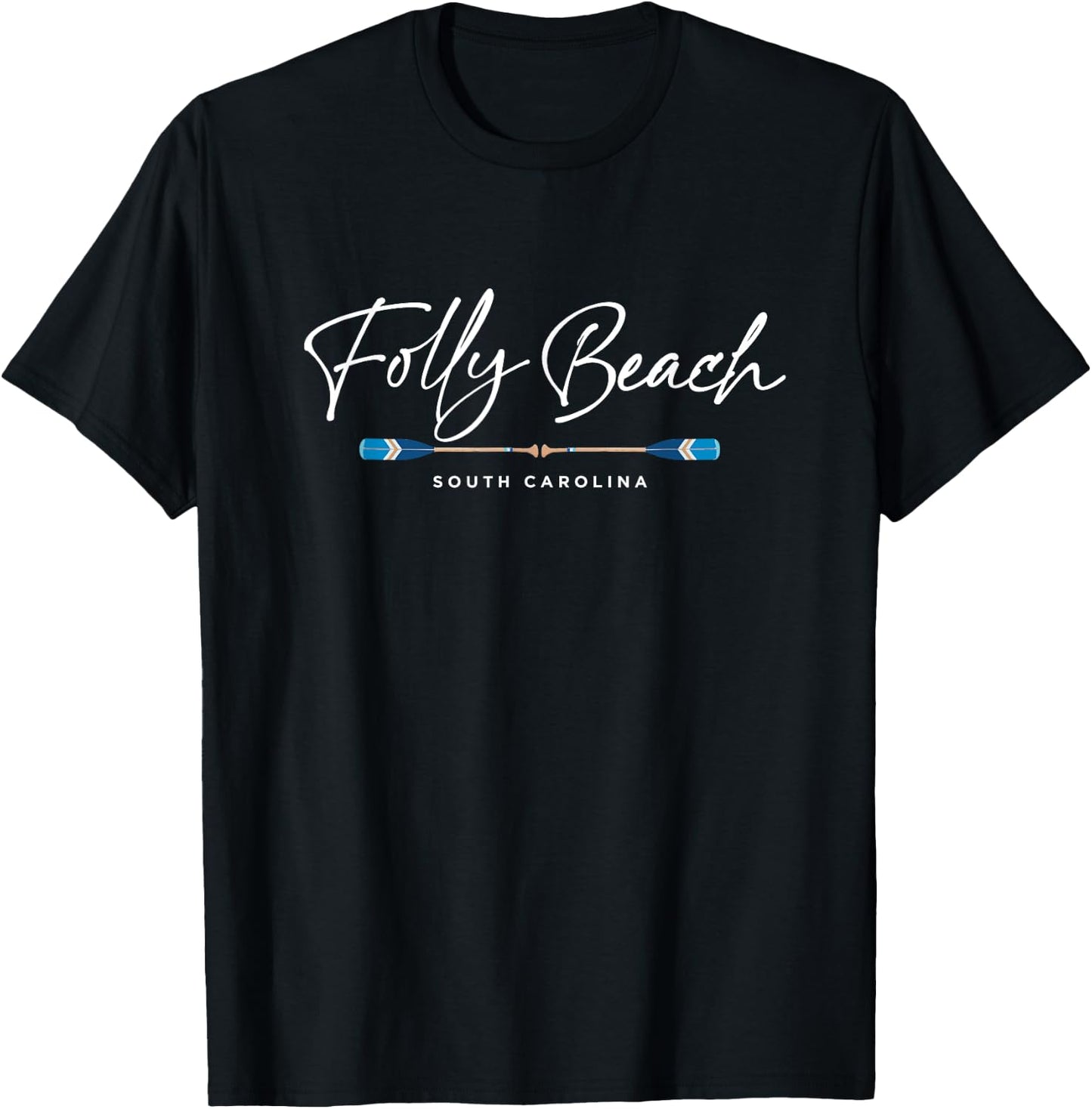 Folly Beach South Carolina SC Oars Graphic Women Kids T-Shirt - T-Shirt | Black