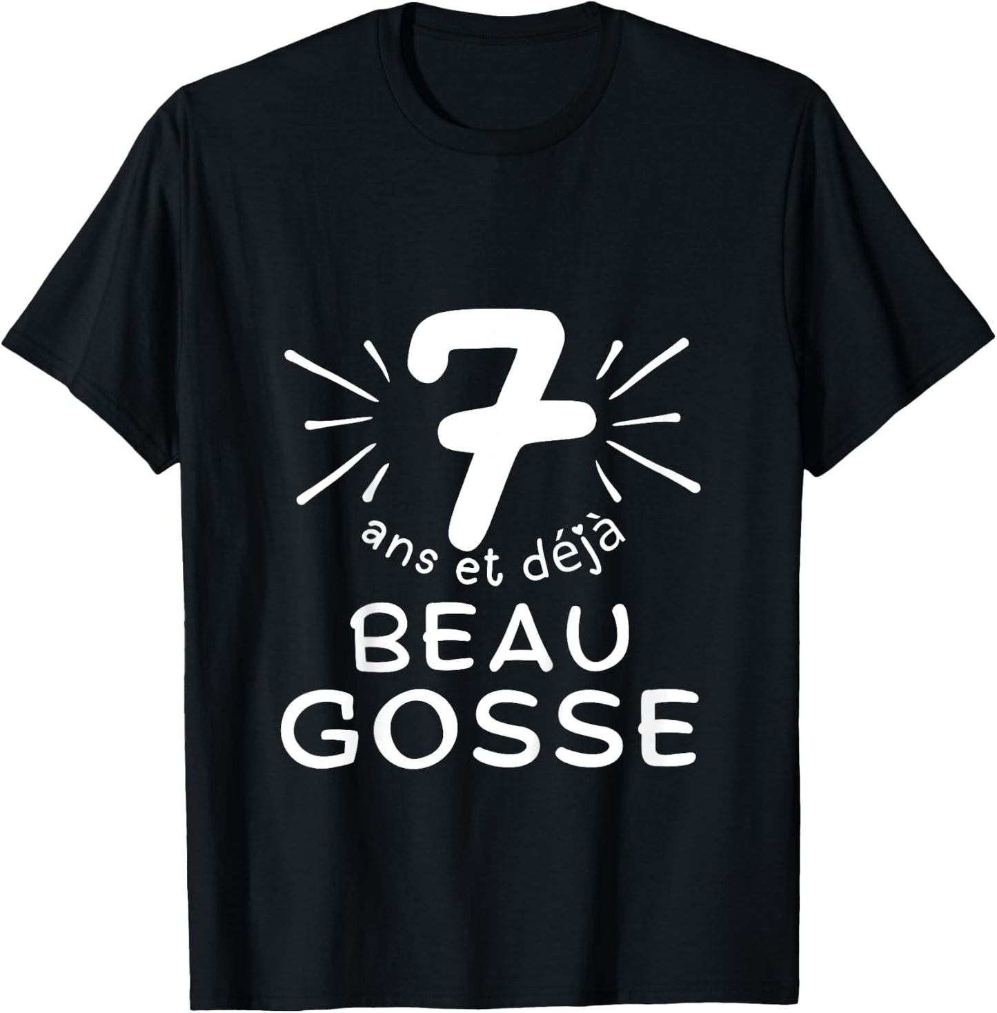 Child 7 years old and already handsome kid. phrase humor for gift boy , Black, 2 T-Shirt - T-Shirt | Black