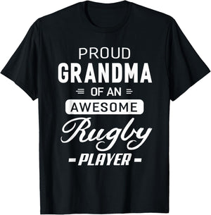 Proud Grandma Rugby Awesome Rugby Player Grandmother Gift T-Shirt - T-Shirt | Black